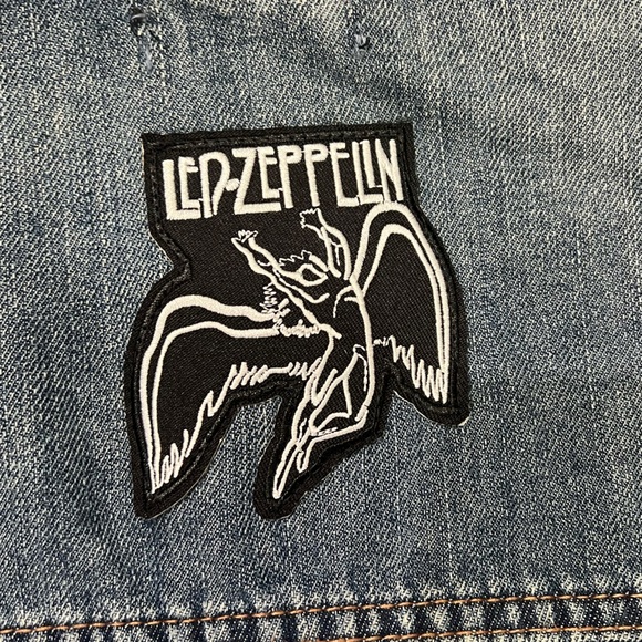 Elwood Garage Trucker Denim Jacket AC DC Pink Floyd LED Zeppelin Guns N Roses - Picture 7 of 9